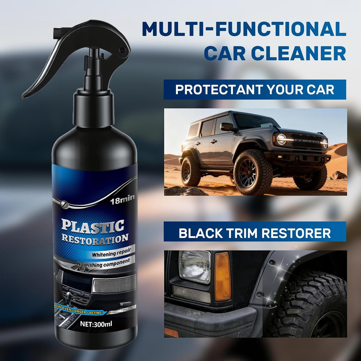 Plastic Restorer for Cars, Trim Restorer with UV & Waterproof Protection