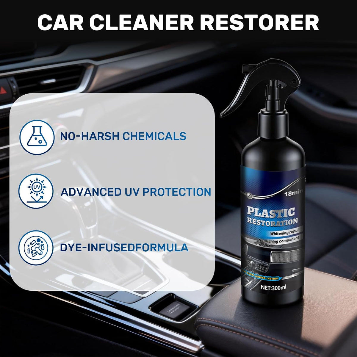 Plastic Restorer for Cars, Trim Restorer with UV & Waterproof Protection