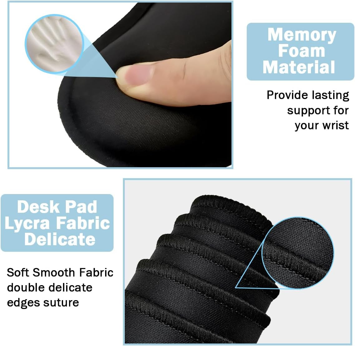 4-In-1 Large Gaming Mouse Pad, Keyboard Wrist Rest Pad & Wrist Support Mousepad Set, Extended Desk Pad Waterproof Desk Mat for Home Office Study Game-Black
